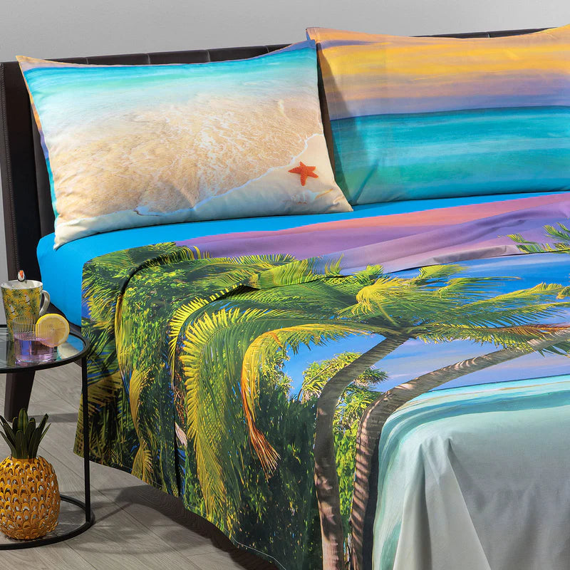 CALEFFI COMPLETO LENZUOLA COPRILETTO CARAIBI 2 PIAZZE
