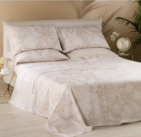 PRIMA CLASSE ALVIERO MARTINI COMPLETO LETTO COPRILETTO IN PERCALLE GEO WHITE