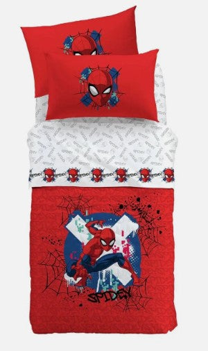 CALEFFI TRAPUNTA DISNEY SPIDERMAN RED 1 PIAZZA PURO COTONE